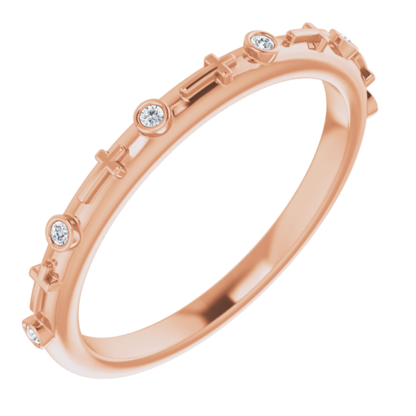 Petite Diamond Cross Ring, 14k Rose Gold (.03 CTW, Color G-H, Clarity I1)