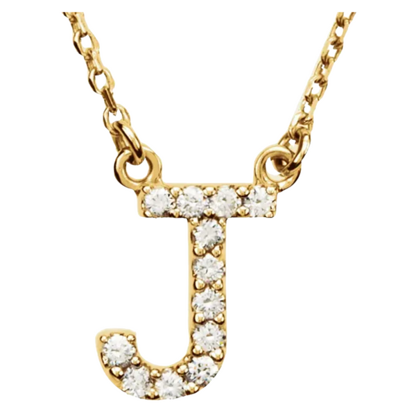 14k Yellow Gold Diamond Initial 'J' 1/8 Cttw Necklace, 16" (GH Color, I1 Clarity)