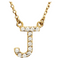 14k Yellow Gold Diamond Initial 'J' 1/8 Cttw Necklace, 16" (GH Color, I1 Clarity)
