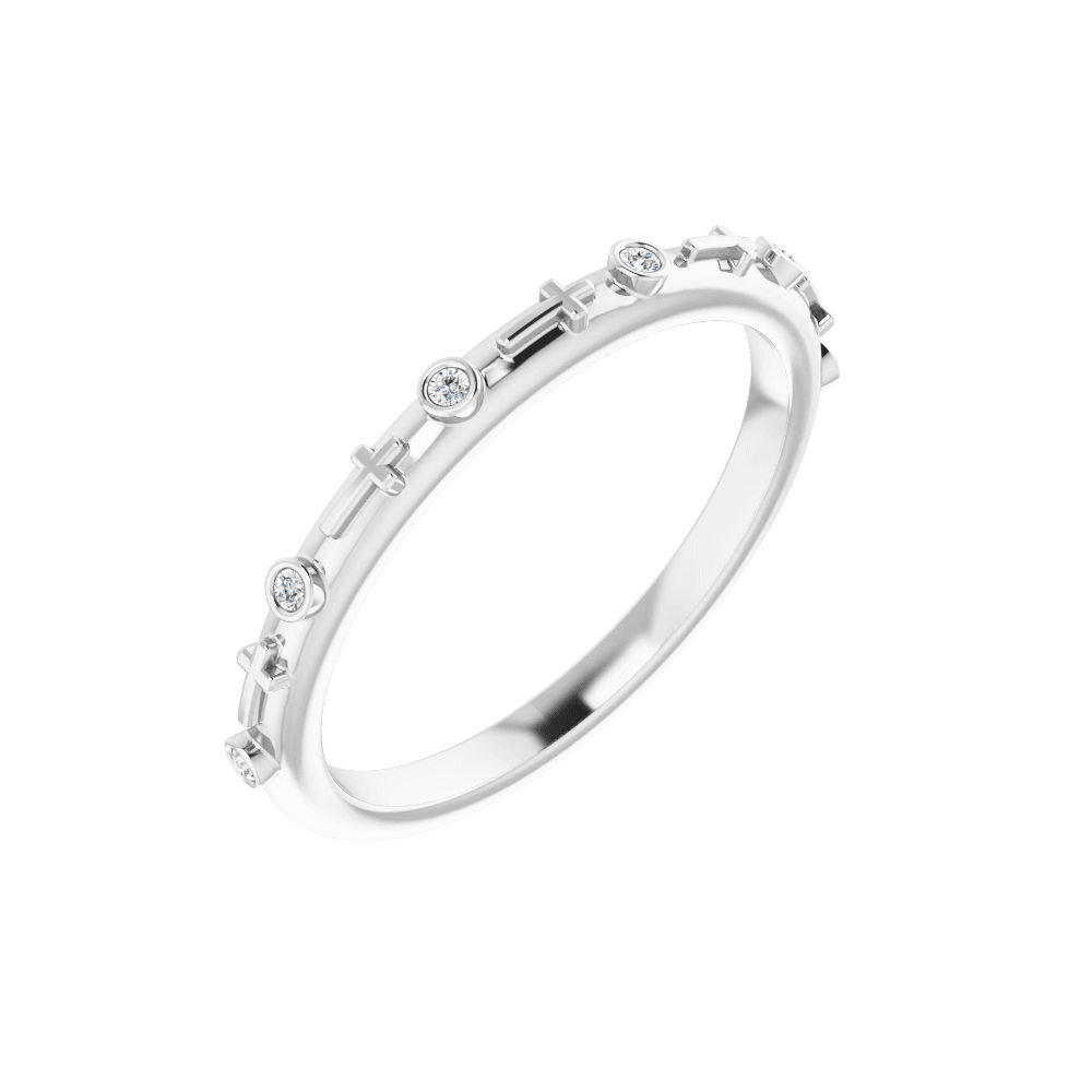 Platinum Petite Diamond Cross Ring, (.03 CTW, Color G-H, Clarity SI2-SI3)
