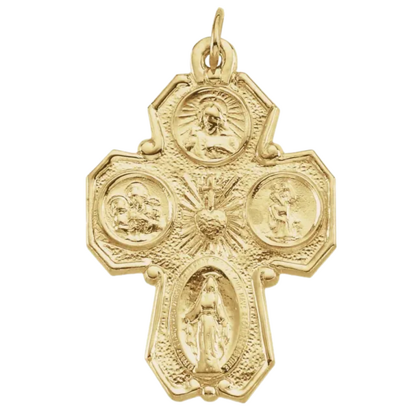 14k Yellow Gold Four-Way Medal (28x21 MM)