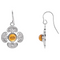 14k White Gold Genuine Citrine Maltese Cross Earrings
