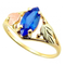 Ave 369 Created Marquise Sapphire Ring, 10k Yellow Gold, 12k Green and Rose Gold Black Hills Gold Motif