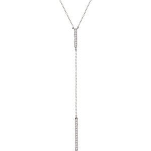 Diamond Bar Y Necklace in 14k White Gold, 16-18" ( 1/5 Ctw, Color H+, Clarity I1)