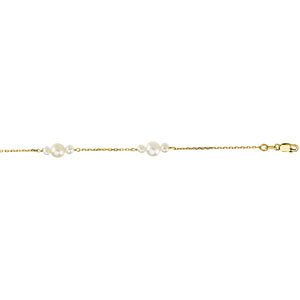 14k Yellow Gold Triple White Freshwater Cultured Pearl Necklace