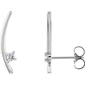 Diamond Ear Climbers, Rhodium-Plated 14k White Gold (.125 Ctw, G-H Color, I1 Clarity)
