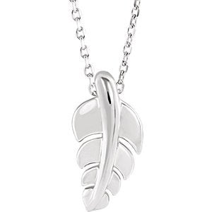 Journey Leaf Necklace, Rhodium-Plated 14k White Gold, 18"