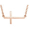 Sideways Cross 14k Rose Gold Necklace, 16-18" (17.00X9.00 MM)