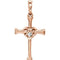 Diamond with Heart Cross 14k Rose Gold Pendant (.025 Ct, G-H Color, I1 Clarity)