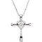 Mystara Diamond Heart Cross Rhodium Plate 14k White Gold Pendant Necklace, 18" (.08 Cttw)