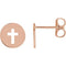 Pierced Cross 14k Rose Gold Stud Earrings (7.90X7.90 MM)