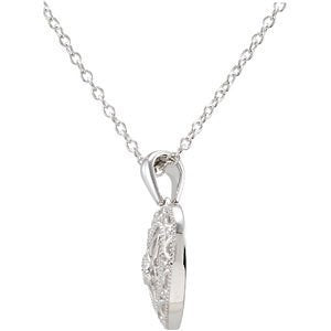 Diamond Heart Vintage Style Sterling Silver Necklace, 18" (.005 Ct, H+ Color, I2 Clarity)