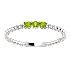 Peridot Beaded Ring, Sterling Silver, Size 7