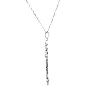 Diamond Vine Key Pendant Sterling Silver Necklace, 18" (1/10 Cttw)
