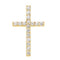 17-Stone Diamond Petite Cross Pendant in 14k Yellow Gold, (1/3 Ctw, GH Color, I1 Clarity)