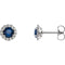 Blue Sapphire and Diamond Earrings, Rhodium-Plated 14k White Gold (0.16 Ctw, G-H Color, I1 Clarity)