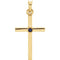 Blue Sapphire Inset Cross 14k Yellow Gold Pendant (22.65x11.4MM)