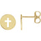 Pierced Cross 14k Yellow Gold Stud Earrings (7.90X7.90 MM)