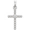 Diamond Beaded Cross Rhodium-Plated 14k White Gold Pendant (.015 Ct, G-H Color, I1 Clarity)