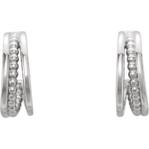 Platinum Beaded Triple Hoop Earrings