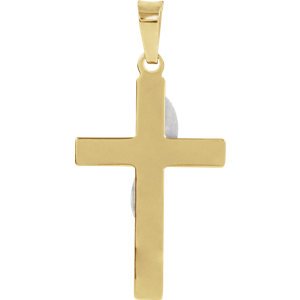 Two-Tone Hollow Cross 14k Yellow and White Gold Pendant (25X16MM)