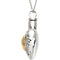 Sterling Silver and 14k Yellow Gold Plate Pet Ash Holder Heart Necklace with Paw Print, 18"