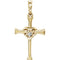 Diamond with Heart Cross 14k Yellow Gold Pendant (.025 Ct, G-H Color, I1 Clarity)