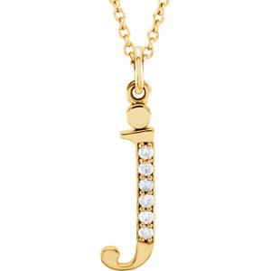 Diamond Initial 'j' Lowercase Letter 14k Yellow Gold Pendant Necklace, 16" (.03 Ctw, GH, I1)