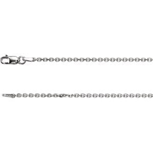 1.75mm 14k White Solid Diamond Cut Cable Chain Bracelet, 7"