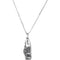 Green CZ Teardrop Ash Holder Necklace, Rhodium Plate Sterling Silver, 18"