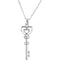 Sterling Silver Key of Love for Couples Pendant Necklace 18"