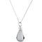 Blue-Green CZ Teardrop Ash Holder Necklace, Rhodium Plate Sterling Silver, 18"