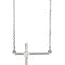 Platinum Diamond Sideways Cross Necklace , 16"-18" (.1 Ct, G-H Color, SI2-SI3 Clarity)
