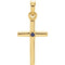 Blue Sapphire Inset Cross 14k Yellow Gold Pendant (19.2x9MM)