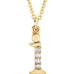Diamond Initial 'i' Lowercase Letter 14k Yellow Gold Pendant Necklace, 16" (.025 Ctw, GH, I1)