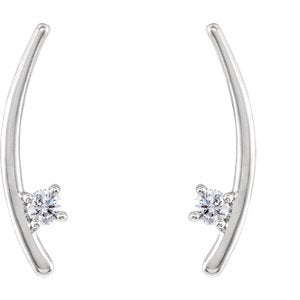 Platinum Diamond Ear Climbers (.125 Ctw, G-H Color, SI2-SI3 Clarity)