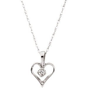 Petite 14k White Gold Diamond Heart Necklace (GH Color, I1 Clarity, .03 Cttw)