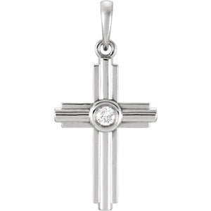 Platinum Diamond Zia Cross Pendant (.06 Ct, G-H Color, I1 Clarity)
