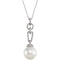 Diamond and South Sea Cultured White Pearl Pendant Necklace in 14k White Gold, 18" (.33 Cttw)