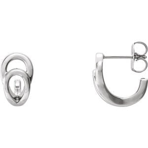 Geometric J-Hoop Earrings, Sterling Silver