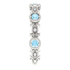 Aquamarine and Diamond Vintage-Style Ring, Sterling Silver (0.03 Ctw, G-H Color, I1 Clarity)