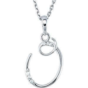 5-Stone Diamond Letter 'O' Initial Sterling Silver Pendant Necklace, 18" (.03 Cttw, GH, I2)