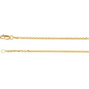 1.75mm 14k White Gold Solid Diamond Cut Cable Chain Bracelet, 7"