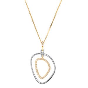 Diamond Two-Tone Silhouette 14k Yellow Gold and Sterling Silver Necklace, 18" (1/6 Ctw)