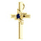 Blue Sapphire Cross 14k Yellow Gold Pendant (18.10X12.80 MM)