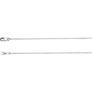 1mm 14k White Gold Solid Cable Chain, 16"