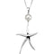 White Freshwater Cultured Pearl and Starfish Sterling Silver Pendant Necklace, 18" (8.50-9.00MM)