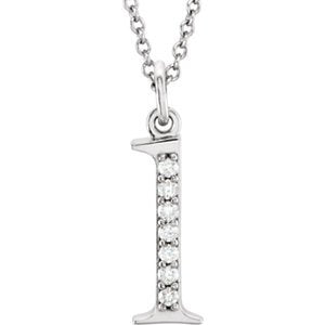 Diamond Initial 'L' Lowercase Letter Rhodium-Plate 14k White Gold Pendant Necklace, 16" (.04 Ctw GH, I1)