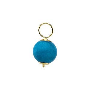 14k Yellow Gold Turquoise Ball Hooplet