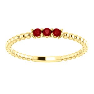 Chatham Created Ruby Beaded Ring, 14k Yellow Gold, Size 6.5